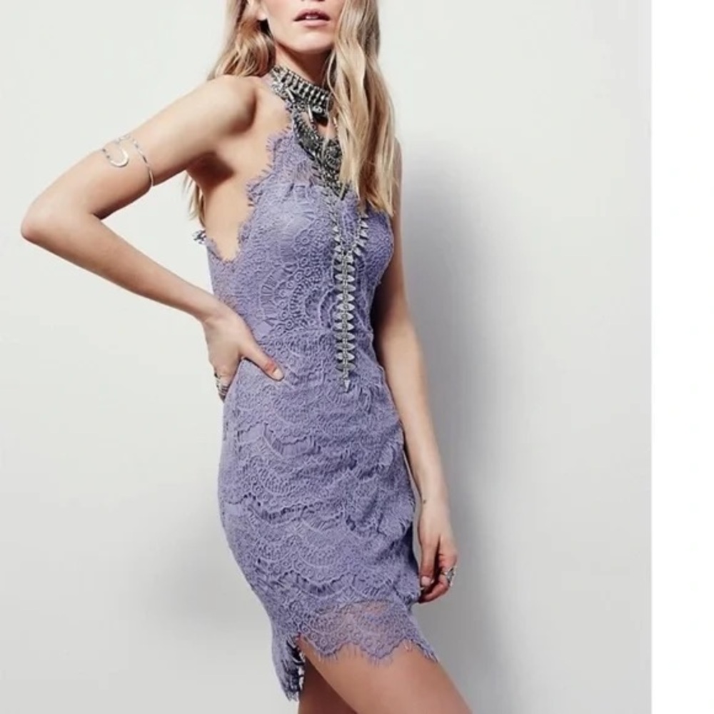FREE PEOPLE • Intimately Free Purple She's Got It Lace Slip Dress